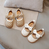 Suvised tüdrukute kingad ühevärvilised lamedad laste nahast kingad Pehme tallaga libisemisvastased õõnsad lastesandaalid vabaaja kingad tüdrukutele