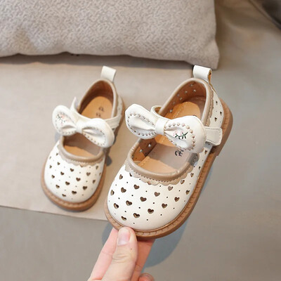 Suvised tüdrukute kingad ühevärvilised lamedad laste nahast kingad Pehme tallaga libisemisvastased õõnsad lastesandaalid vabaaja kingad tüdrukutele