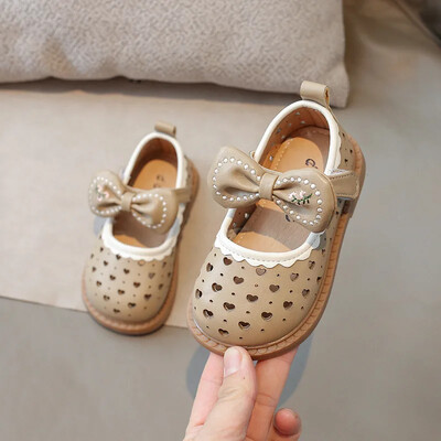 Suvised tüdrukute kingad ühevärvilised lamedad laste nahast kingad Pehme tallaga libisemisvastased õõnsad lastesandaalid vabaaja kingad tüdrukutele