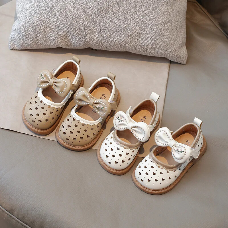 Suvised tüdrukute kingad ühevärvilised lamedad laste nahast kingad Pehme tallaga libisemisvastased õõnsad lastesandaalid vabaaja kingad tüdrukutele