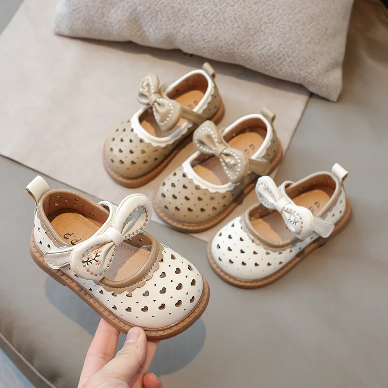 Suvised tüdrukute kingad ühevärvilised lamedad laste nahast kingad Pehme tallaga libisemisvastased õõnsad lastesandaalid vabaaja kingad tüdrukutele