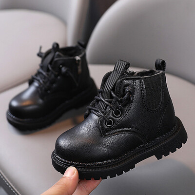 Oulylan Talvised Lapsed Poistele Tüdrukutele Saapad Briti Stiilis Tõmblukk Soojus Libisemiskindlad Lühikesed Saapad Libisemisvastased Laste Nahkjalatsid