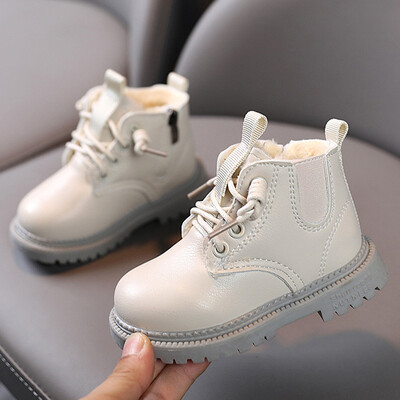 Oulylan Talvised Lapsed Poistele Tüdrukutele Saapad Briti Stiilis Tõmblukk Soojus Libisemiskindlad Lühikesed Saapad Libisemisvastased Laste Nahkjalatsid