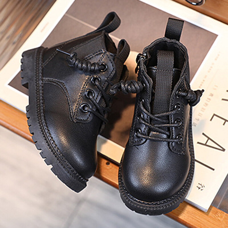 Oulylan Talvised Lapsed Poistele Tüdrukutele Saapad Briti Stiilis Tõmblukk Soojus Libisemiskindlad Lühikesed Saapad Libisemisvastased Laste Nahkjalatsid