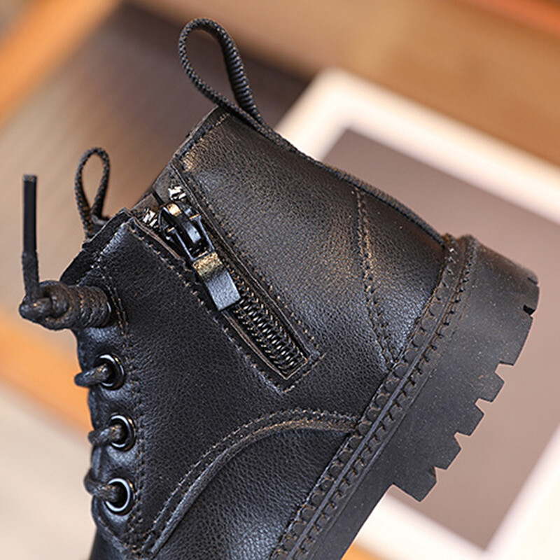 Oulylan Talvised Lapsed Poistele Tüdrukutele Saapad Briti Stiilis Tõmblukk Soojus Libisemiskindlad Lühikesed Saapad Libisemisvastased Laste Nahkjalatsid