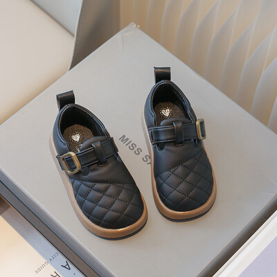 Sügisesed laste nahast kingad T-rihma õmblemine Stiilne Mugav Laps Lamedad Kingad Platvorm 23-36 Must beež Sobivad poiste jalatsid tüdrukutele