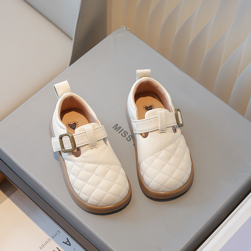 Sügisesed laste nahast kingad T-rihma õmblemine Stiilne Mugav Laps Lamedad Kingad Platvorm 23-36 Must beež Sobivad poiste jalatsid tüdrukutele