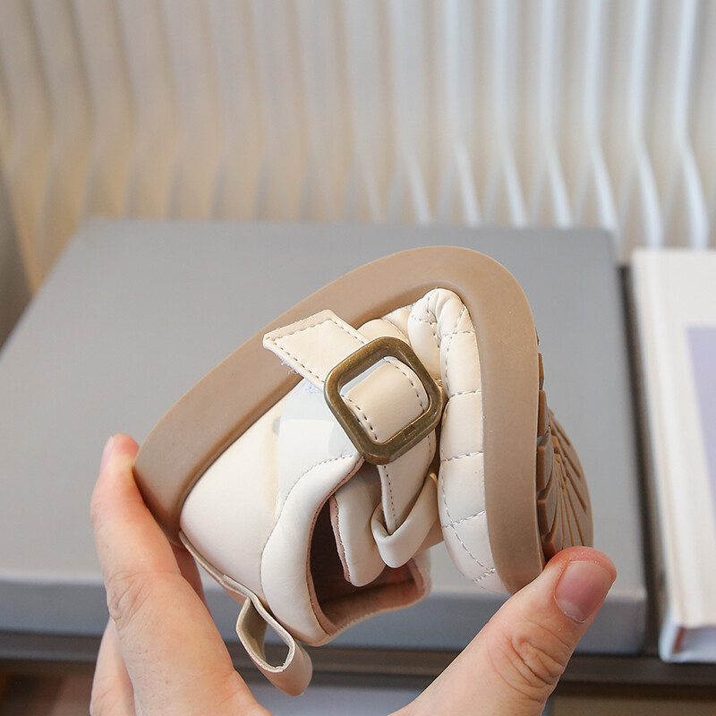 Sügisesed laste nahast kingad T-rihma õmblemine Stiilne Mugav Laps Lamedad Kingad Platvorm 23-36 Must beež Sobivad poiste jalatsid tüdrukutele