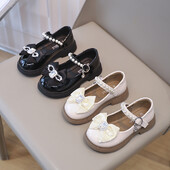 Laste nahast kingad tüdrukutele Läikivad Lihtsad Koolijalatsid Mitmekülgsed Lastejalatsid Paksu Tallaga Mood Must Karu Mary Jane Kingad