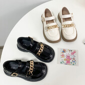 Tüdrukute nahast kingad 2024 Moodsad lastejalatsid, mustad printsessikingad Pehme tallaga lastejalats tüdrukutele suurele tüdrukule Туфли