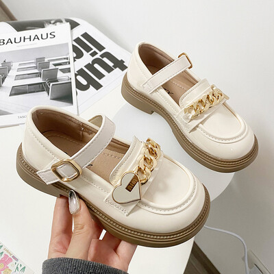 Tüdrukute nahast kingad 2024 Moodsad lastejalatsid, mustad printsessikingad Pehme tallaga lastejalats tüdrukutele suurele tüdrukule Туфли