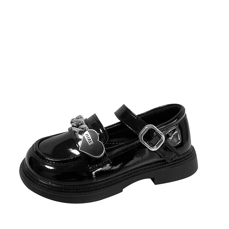 Tüdrukute nahast kingad 2024 Moodsad lastejalatsid, mustad printsessikingad Pehme tallaga lastejalats tüdrukutele suurele tüdrukule Туфли