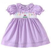 2024. gada balonu kūka, rokām darināts mazuļu meiteņu apģērbs, smēķēšanas kleitas, rozā violets, kokvilnas vasaras tērps, dzimšanas dienas ballītes apģērbs 1–6 g.