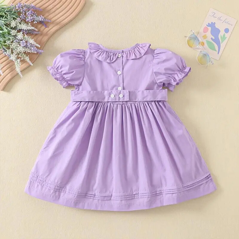 2024. gada balonu kūka, rokām darināts mazuļu meiteņu apģērbs, smēķēšanas kleitas, rozā violets, kokvilnas vasaras tērps, dzimšanas dienas ballītes apģērbs 1–6 g.