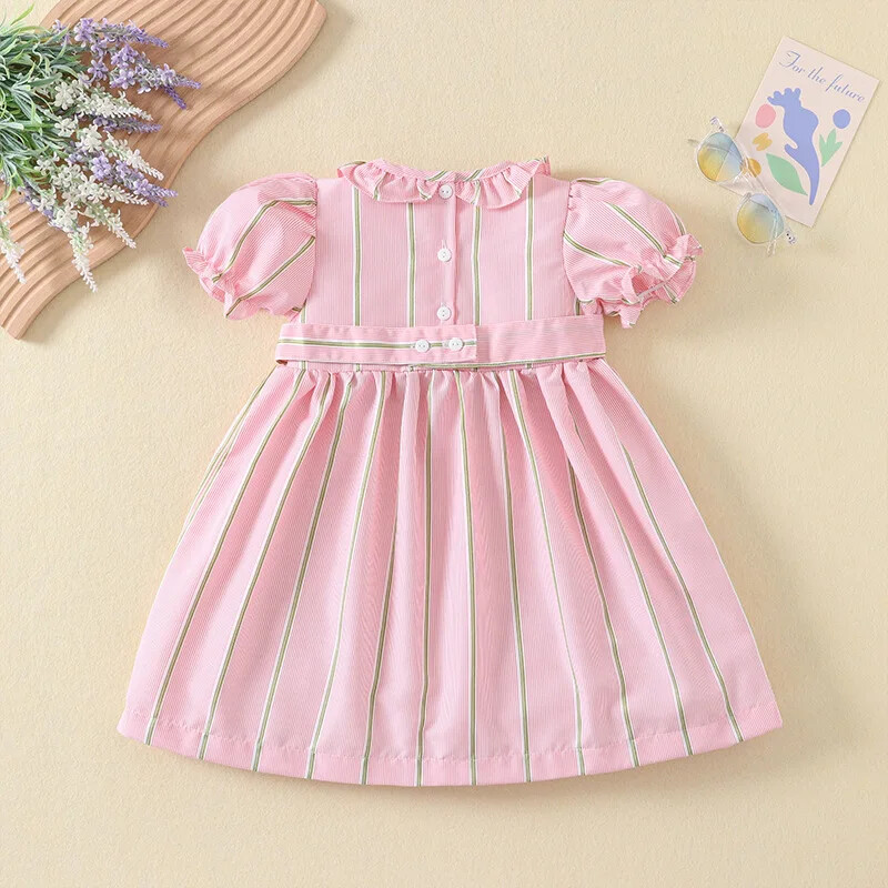 2024. gada balonu kūka, rokām darināts mazuļu meiteņu apģērbs, smēķēšanas kleitas, rozā violets, kokvilnas vasaras tērps, dzimšanas dienas ballītes apģērbs 1–6 g.