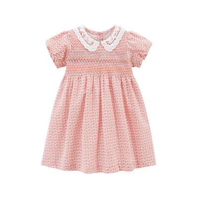 Little maven 2024 suvine beebitüdrukute printsessi sünnipäevakleit puuvillane multikas Lilled Riided Armas väikelaste väikelaste laste kandmine