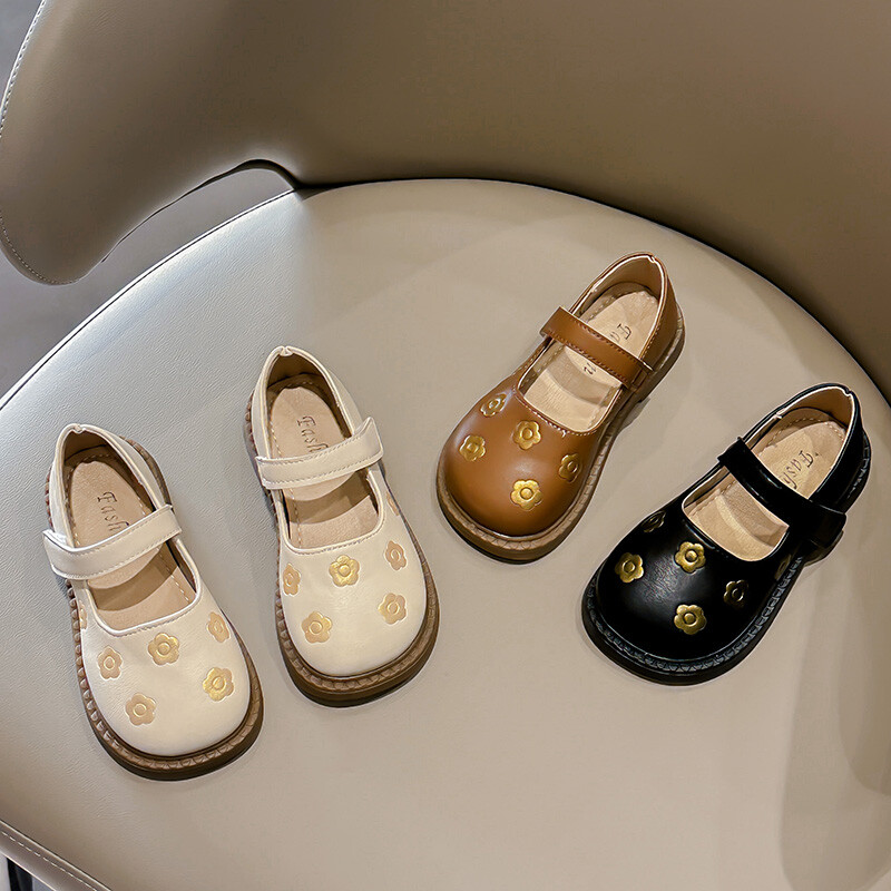 Tüdrukute nahast kingad Tikandid Lilled Printsess Armasad Lapsed Rahvuslikus stiilis Korterid Laste Lame Pehme Kleit Kinga Pehme