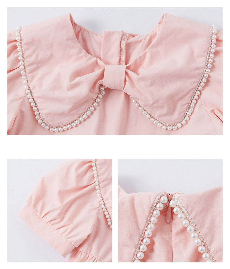 Väikese tüdruku puuvillane mullvarrukatega kleit klappkraega vabaajakleit 2024 ühevärviline 1-7T laste suveriided