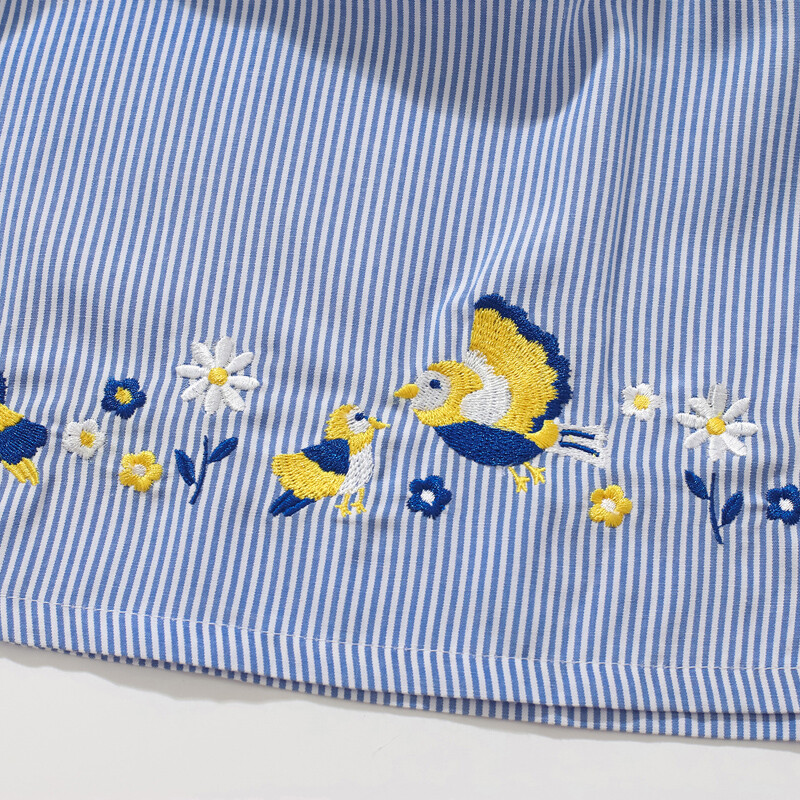 Little maven Tüdrukute Smocking Kleit Linnud Lillede Aplikatsioonid Kleit Lastele Suvekleit Väikelapse kleit Peter Pan krae riided