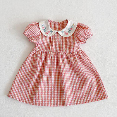 Suviste laste beebitüdrukute lühikeste varrukatega magusat trükiga kleit Pastoraalses stiilis lastele beebitüdrukute printsessi lasteriiete kleit