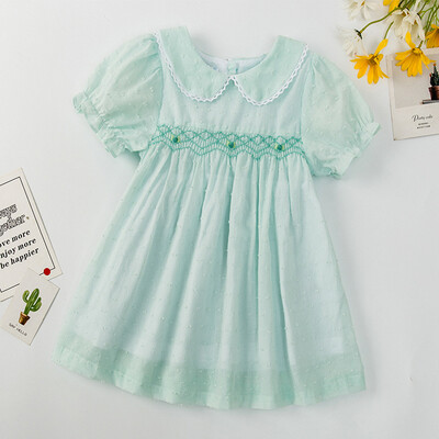 Suviste laste beebitüdrukute lühikeste varrukatega magusat trükiga kleit Pastoraalses stiilis lastele beebitüdrukute printsessi lasteriiete kleit