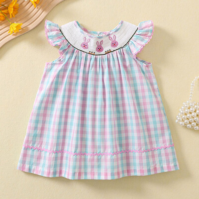 Suviste laste beebitüdrukute lühikeste varrukatega magusat trükiga kleit Pastoraalses stiilis lastele beebitüdrukute printsessi lasteriiete kleit