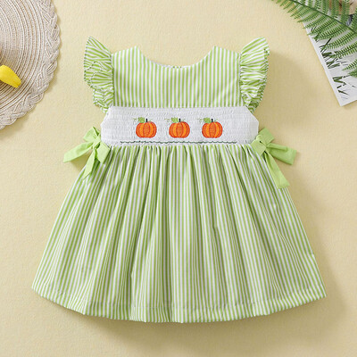 Suviste laste beebitüdrukute lühikeste varrukatega magusat trükiga kleit Pastoraalses stiilis lastele beebitüdrukute printsessi lasteriiete kleit