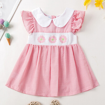 Suviste laste beebitüdrukute lühikeste varrukatega magusat trükiga kleit Pastoraalses stiilis lastele beebitüdrukute printsessi lasteriiete kleit