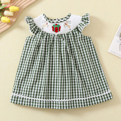 Suviste laste beebitüdrukute lühikeste varrukatega magusat trükiga kleit Pastoraalses stiilis lastele beebitüdrukute printsessi lasteriiete kleit