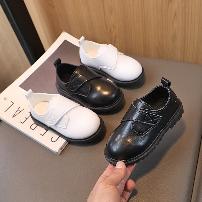 Koolinoorte nahast kingad Must valge vabaaja sügise laste kingad konks-aasaga igapäevased sobivad unisex poiste tüdrukute kingad 21-30