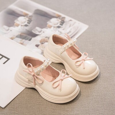 2024. aasta kevadised uued Korea laste tüdrukute vibuprintsessi tüdrukute pärlmutterpeaga kõik sobivad nahast kingad