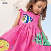 Little maven Väikelapsed Tüdrukud Varrukateta Kleit Loomad Cownfish Print Girl Beach Lillelised kleidid Laste Peokleidid Lasteriiete jaoks