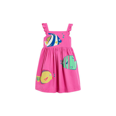Little maven Väikelapsed Tüdrukud Varrukateta Kleit Loomad Cownfish Print Girl Beach Lillelised kleidid Laste Peokleidid Lasteriiete jaoks