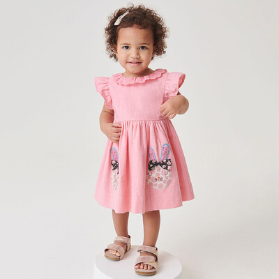 Little maven 2024 tüdrukute riided suvekleit vabaaja jänese sinine Vestidos varrukateta puuvillane beebikleit 2–7-aastastele lastele