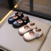 Tüdrukute nahast kingad lastele Pulmakleit Printsess Koolikingad Lastele Suvised vibusõlmega Mustad Tudengisandaalid Korea mood