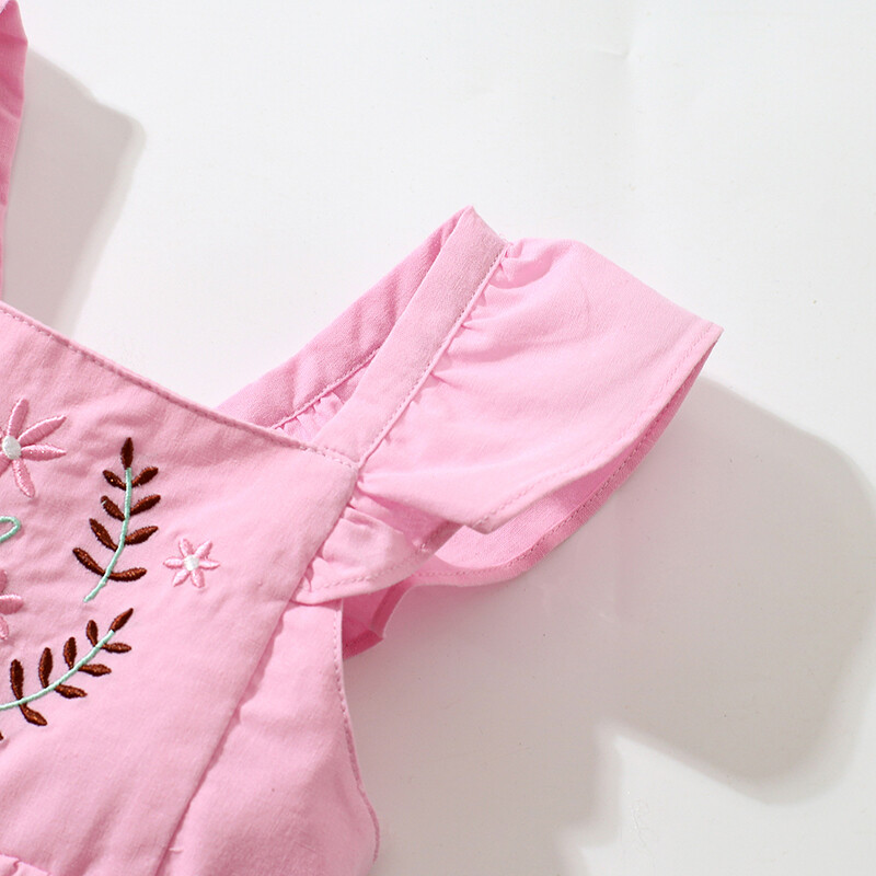 Little maven Κορίτσια ροζ φόρεμα τσέπης Καλοκαιρινό μωρό αμάνικο φλοράλ απλικέ Φορέματα Παιδικά φορέματα πάρτι για παιδικά ρούχα