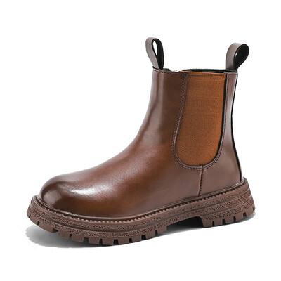 YISHEN Kids Chelsea saapad Lastejalatsid Mood Kõrge otsaga poolsaapad Tüdrukutele Poistele Veekindlad platvormid Lastele Nahast kingad