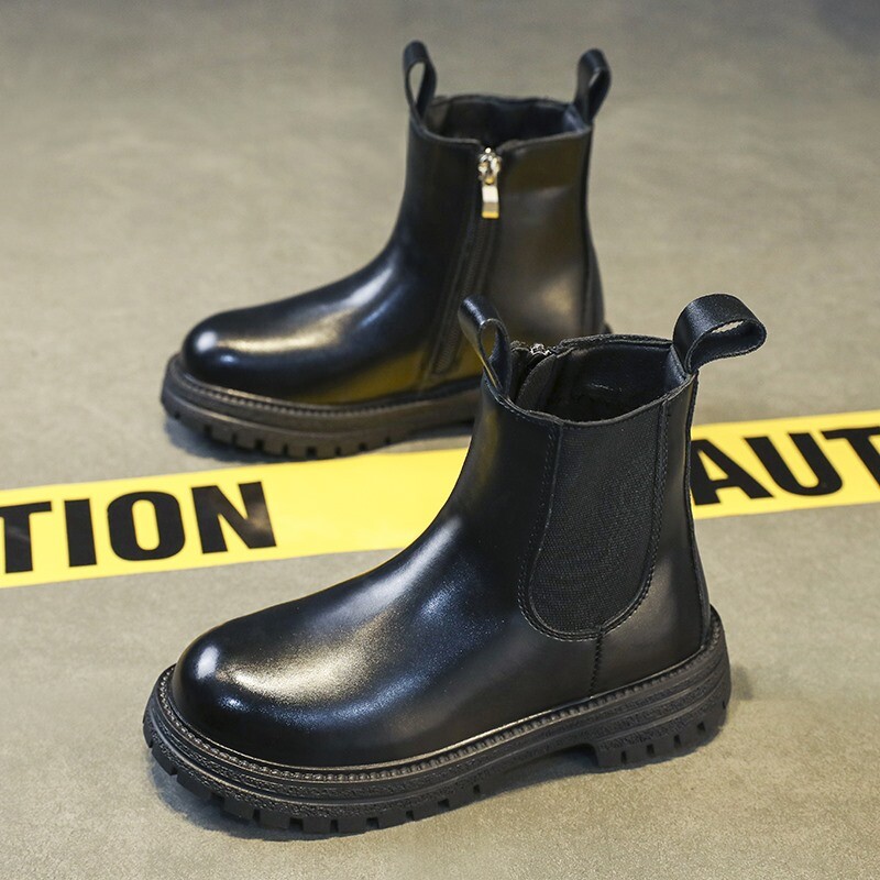 YISHEN Kids Chelsea saapad Lastejalatsid Mood Kõrge otsaga poolsaapad Tüdrukutele Poistele Veekindlad platvormid Lastele Nahast kingad