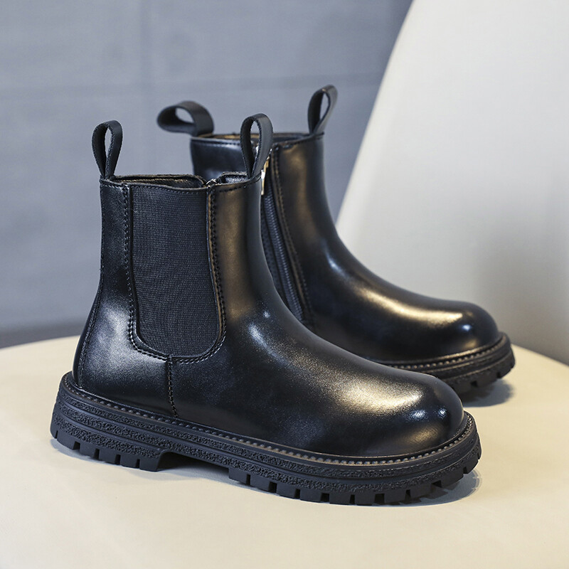 YISHEN Kids Chelsea saapad Lastejalatsid Mood Kõrge otsaga poolsaapad Tüdrukutele Poistele Veekindlad platvormid Lastele Nahast kingad