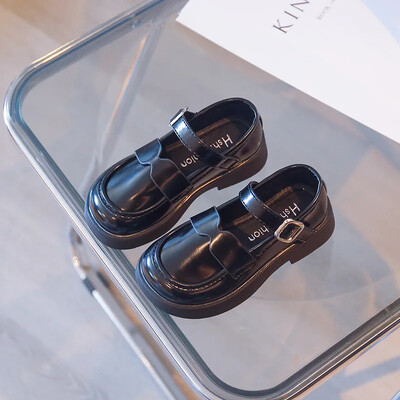 Бебешки обувки от полиуретан за момичета Сватбени партита Ежедневни модни лолита Детски плоски обувки Сладка принцеса Ученически мокасини 23-35 Обувки