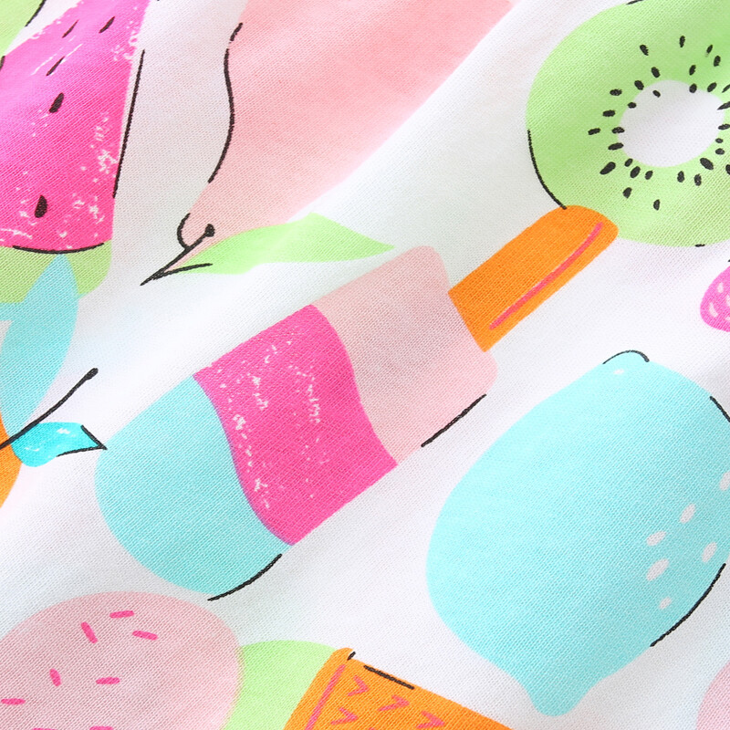 Little maven Cartoon Fruit Print Varrukateta päikesekleit Ilusad tüdrukute kleidid Armsad lasteriided Pühade beebitüdrukute puuvillased kleidid