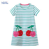 Little maven 2024. aasta suvi, tüdrukud, lapsed, riided, multifilm, tikitud kirsiprintsessi sünnipäevaks tüdrukute kleidid pühade peokleit