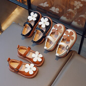 Kevad ja sügis Uued moodsad mugavad ja mitmekülgsed lillega tüdrukute kingad Shallow Mouth Väikesed nahast lastejalatsid