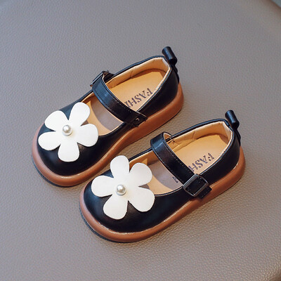 Kevad ja sügis Uued moodsad mugavad ja mitmekülgsed lillega tüdrukute kingad Shallow Mouth Väikesed nahast lastejalatsid