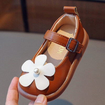 Kevad ja sügis Uued moodsad mugavad ja mitmekülgsed lillega tüdrukute kingad Shallow Mouth Väikesed nahast lastejalatsid