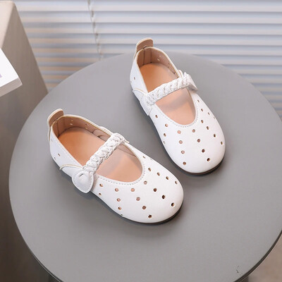 Tüdrukute Mary Janes valge roosa punutud õõnsad laste printsessikingad Painduvad heledad madalad armsad väikelapsed, lamedad kingad 21-30