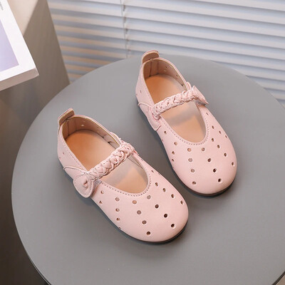 Tüdrukute Mary Janes valge roosa punutud õõnsad laste printsessikingad Painduvad heledad madalad armsad väikelapsed, lamedad kingad 21-30