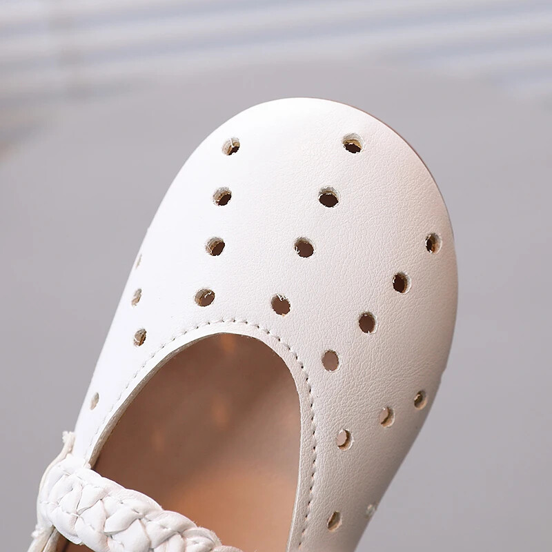 Tüdrukute Mary Janes valge roosa punutud õõnsad laste printsessikingad Painduvad heledad madalad armsad väikelapsed, lamedad kingad 21-30