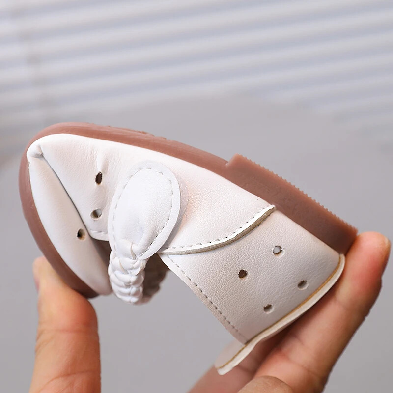 Tüdrukute Mary Janes valge roosa punutud õõnsad laste printsessikingad Painduvad heledad madalad armsad väikelapsed, lamedad kingad 21-30