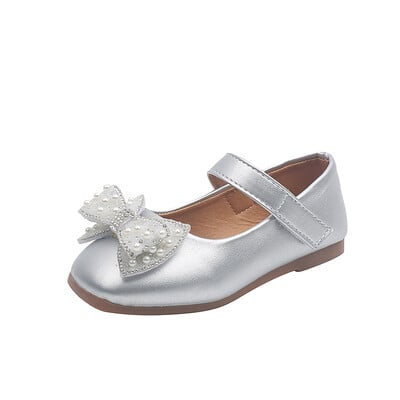 Vaikiški Princesės Odiniai Batai Laisvalaikiai kūdikiams Auksiniai Sidabriniai Merginoms Madingi Perlai Bowknot Sweet Flats Princesės Vaikiški batai CSH1500